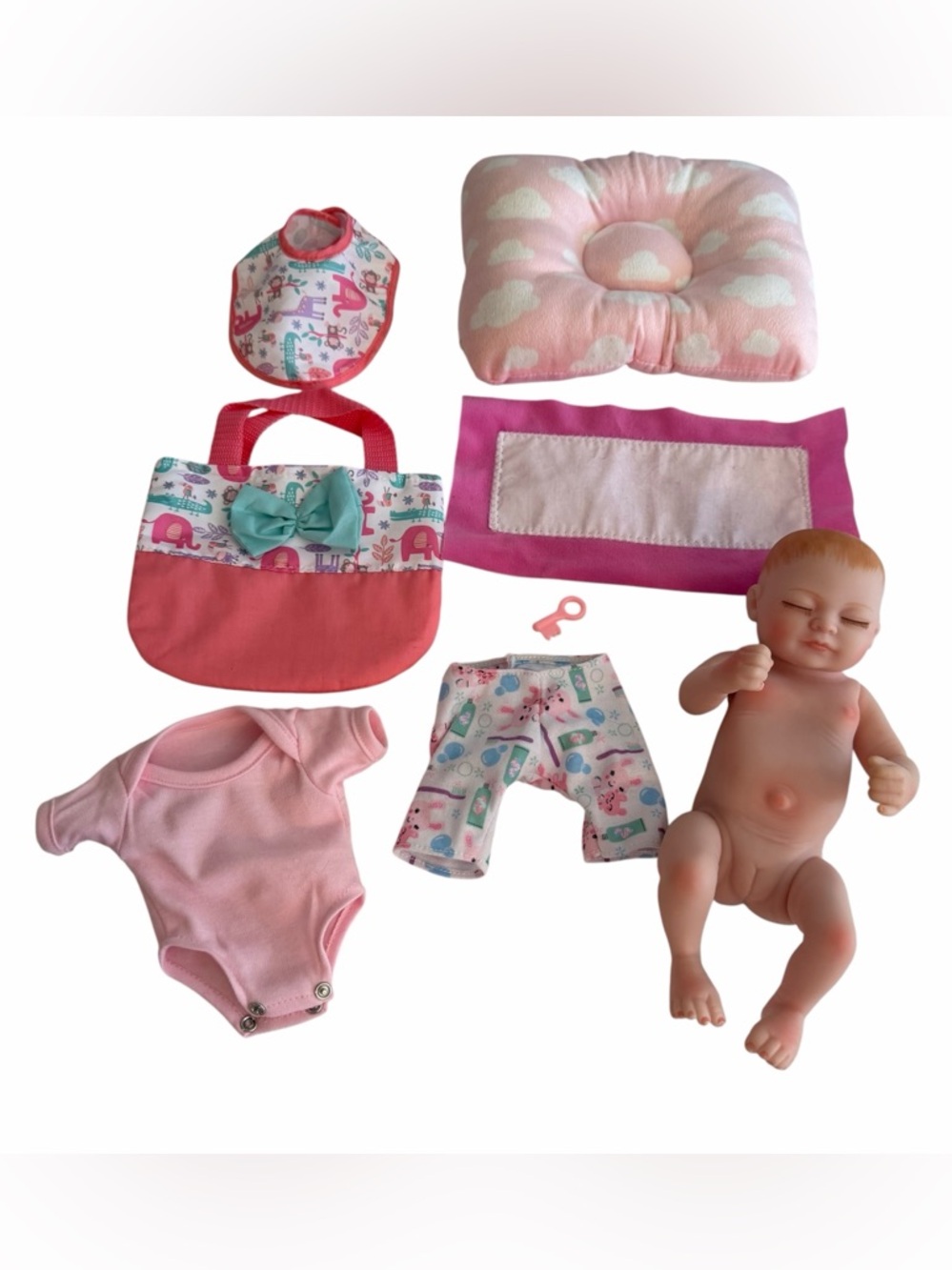 NPK Pinky Newborn 11” Baby Doll Set with 7 Accessories